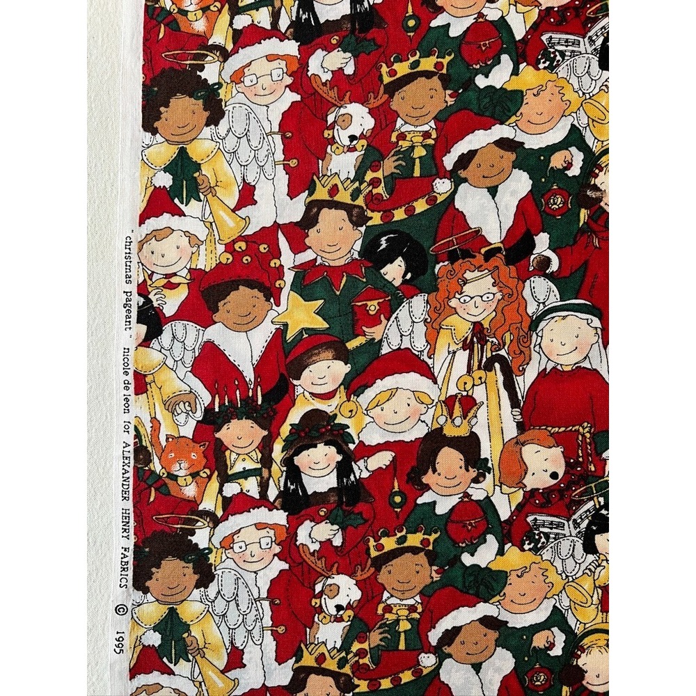 Fabric RARE 1995 Alexander Henry Nicole De Leon Christmas Pageant Washed 40x43"